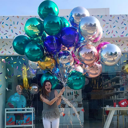 PartyWoo Metallic Gold Foil Balloons 20pcs Different Sizes Pack of 22 15 10 Inch Large Round Foil 4D Inflatable Mirror Ball Mylar Balloons for Graduation Birthday Baby Shower Party Decorations