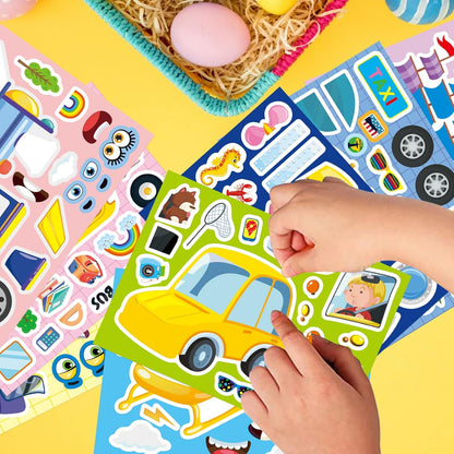 24 Sheets Make a Face Stickers for Kids Toddlers, Make Your Own Animal Mix and Match Sticker Sheets with Sea Animals Horses Dinosaurs Unicorns for Kids Crafts Party Favors Goodie Bags Stuffers