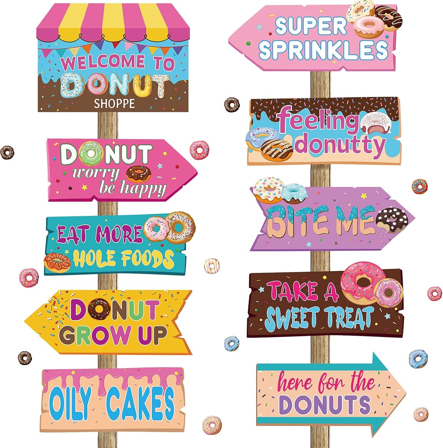 20 Pieces Donut Party Directional Signs Welcome Sign Outdoor Yard Sign Lawn Candyland Decoration Two Sweet and Donut Grow up Birthday Themes for Party Baby Shower Photo Prop Supplies