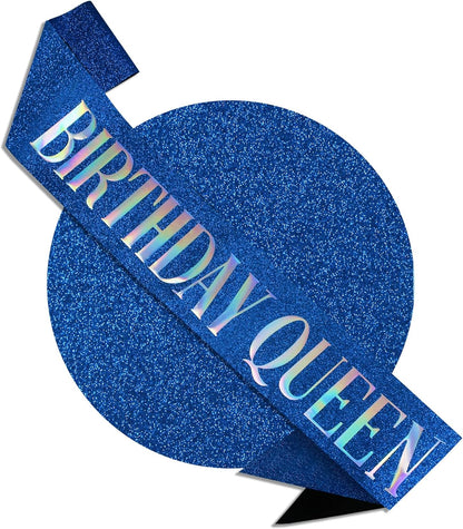 RUDONG M Birthday Queen Sash Glitter - Gold Birthday Sash for Women & Girls | Sweet 16/18th/21st/30th/40th/50th/60th/70th, All-Age Celebration Party Decor