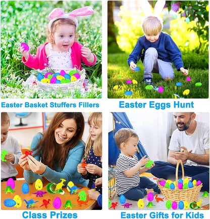 60 Pcs Hatching Dinosaur Eggs for Kids Party Favors, Easter Egg Filled with Toys Novelty Grow in Water Dino Eggs with Toys Inside Easter Basket Stuffers Birthday Gifts, Classroom Prize, Pinata Fillers