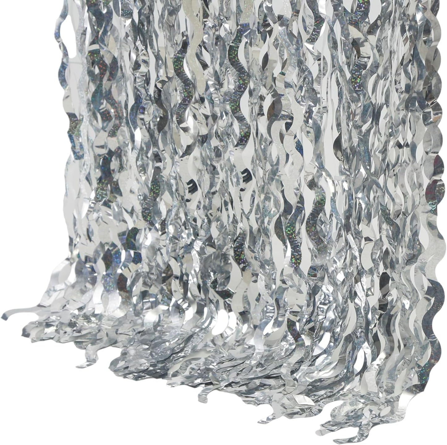 4 Pack Wavy Champagne Gold Metallic Tinsel Foil Fringe Curtains Backdrop - 3.3X6.6ft Foil Fringe Backdrop for Parties | Door Streamers for Birthday | Photo Booth Backdrops Party Decor