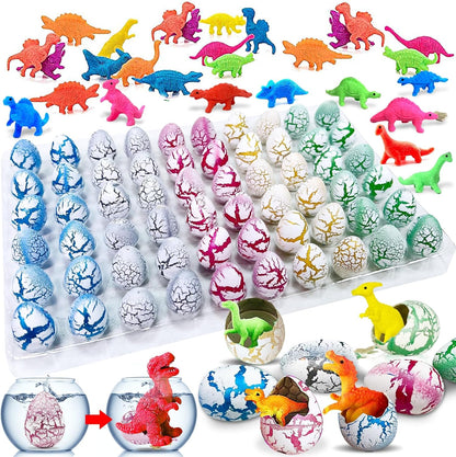 60 Pcs Hatching Dinosaur Eggs for Kids Party Favors, Easter Egg Filled with Toys Novelty Grow in Water Dino Eggs with Toys Inside Easter Basket Stuffers Birthday Gifts, Classroom Prize, Pinata Fillers