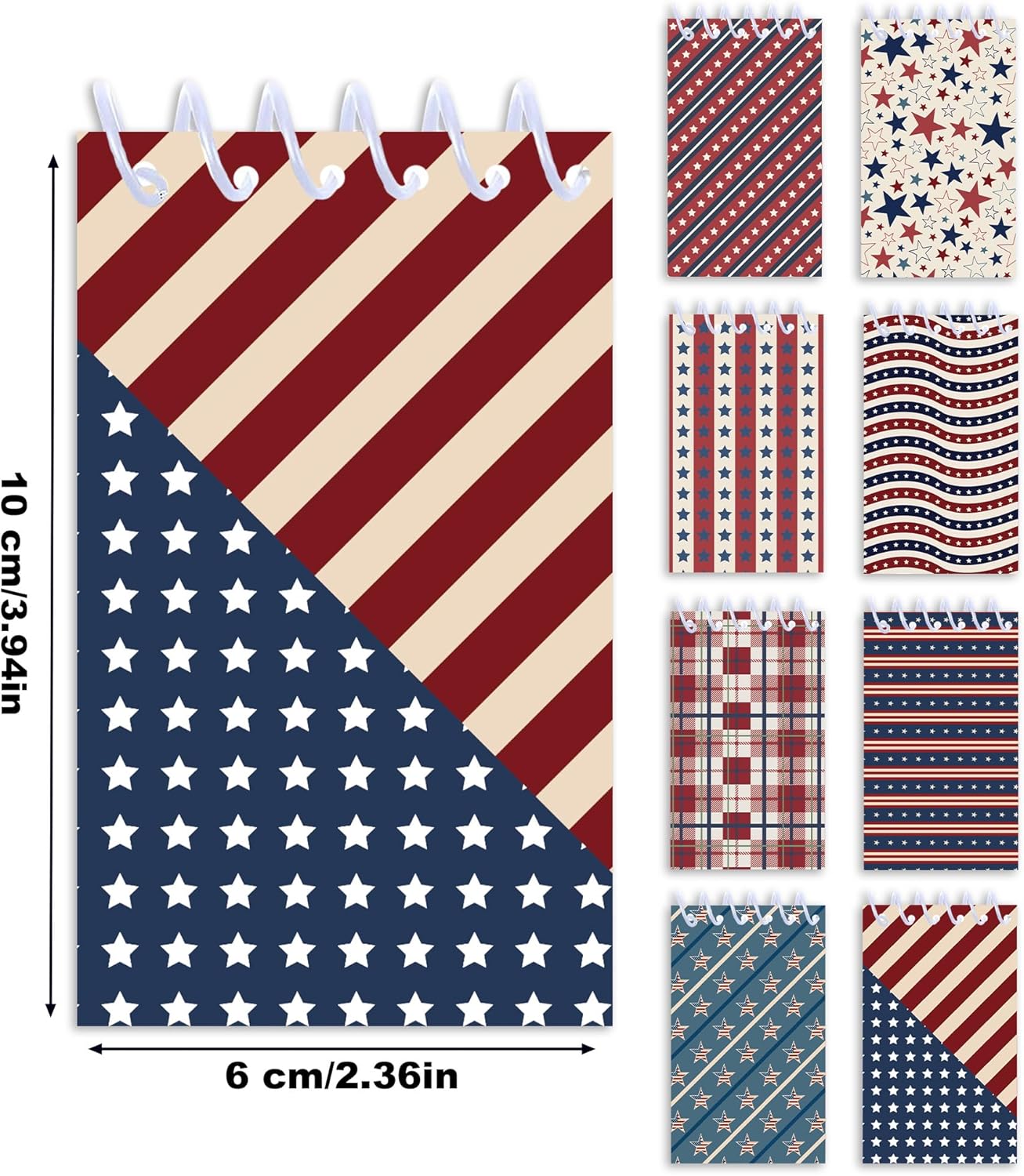 24 Pcs Vintage American Flag Mini Pocket Notebooks 2.36 x 3.94 Inch Vintage American Flag Pattern Small Notepads American National Day Them Birthday Party Favors Gift for Office Teacher Classroom Rewards
