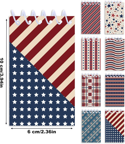 24 Pcs Vintage American Flag Mini Pocket Notebooks 2.36 x 3.94 Inch Vintage American Flag Pattern Small Notepads American National Day Them Birthday Party Favors Gift for Office Teacher Classroom Rewards