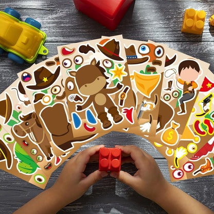 24 PCS Fairy Stickers for Kids, Make a Face Sticker with 8 Unique Designs Fairy, Frog, Mushroom, Make Your Own Stickers for Girls Birthday Party Favors, Goodie Bags, DIY Crafts