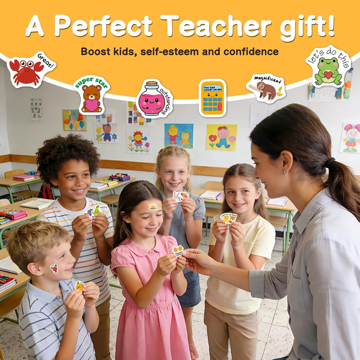 200Pcs Water Bottle Stickers for Kids Teens, Waterproof Vinyl Stickers, Stickers for Kids Classroom Decor, Teacher Supplies & Classroom Must Haves