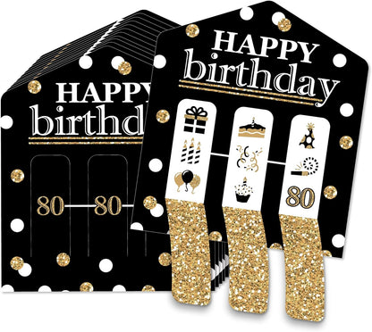 Big Dot of Happiness Adult Happy Birthday - Gold - Birthday Party Game Pickle Cards - Pull Tabs 3-in-a-Row - Set of 12