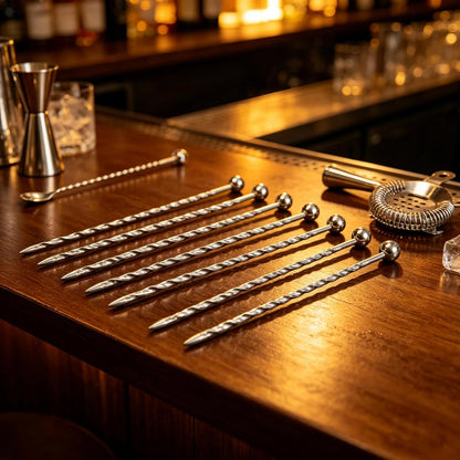 Homestia Stainless Steel Cocktail Picks, 4.7 Inch Reusable Martini Olive Picks, Metal Garnish Skewers for Drinks, Appetizers, Bloody Mary - Set of 6 Metal Cocktail Picks for Party Bar