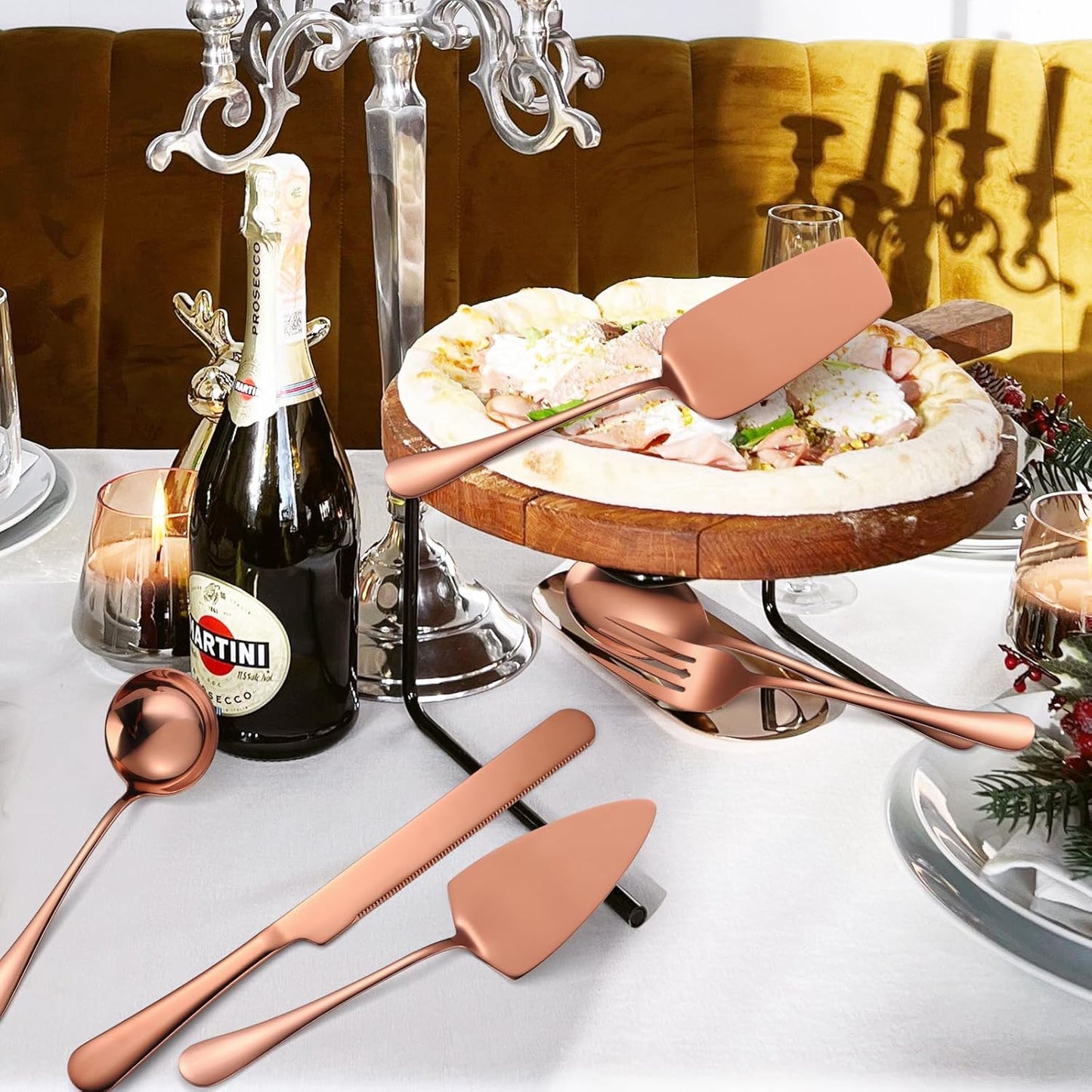 Stainless Steel Serving Utensil Set 10-Piece Buffet Flatware Catering Silverware with Bread Tong,Cake Spatula,Serving Ladles,Salad Fork,Cheese Knife,Large Spoon for Parties Buffet