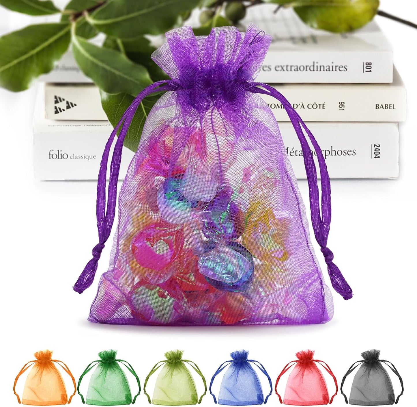 ANZNKU 50PCS White Organza Bags 3x4, Small Gift Bags Bulk for Sachet Jewelry Candy Treat, Mini Mesh Bag Drawstring for Wedding Bridal & Baby Shower, Party Favor Bag for Easter Mothers Day Birthday