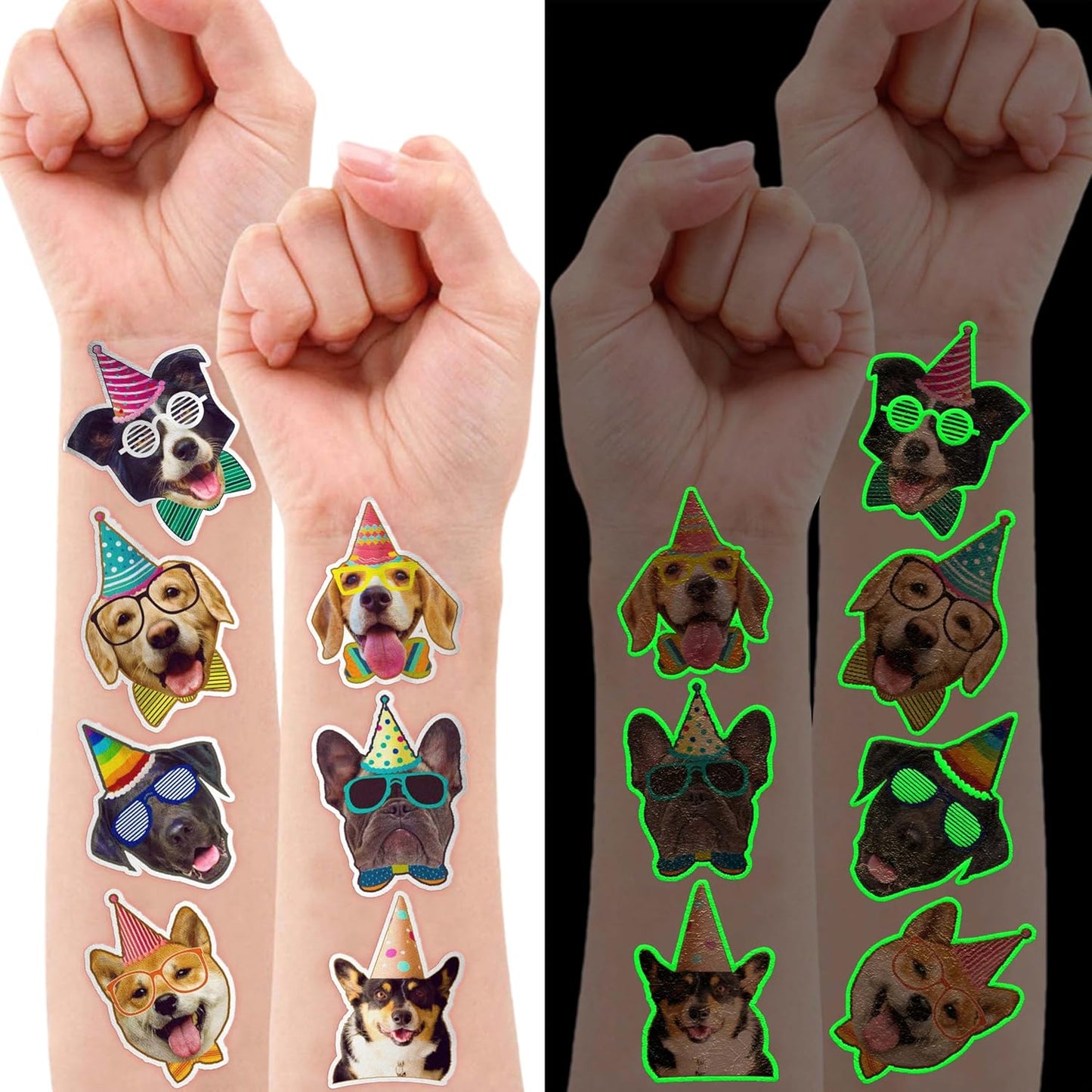96PCS Dog Party Temporary Tattoos Stickers for Kids – Pre-Cut, Waterproof & Skin-Safe | Cute Puppy Theme 1st 2nd Birthday Supplies, Party Favors, Decorations (Normal)