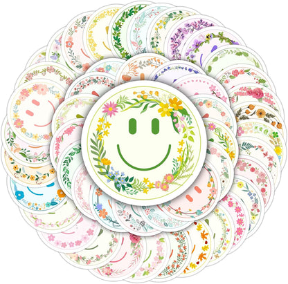50PCS Smiling Stickers, Cute Water Bottle Stickers for Kids, for Teaching Rewards, Notebooks, Stationery, Luggage, Cartoon PVC Happy Stickers