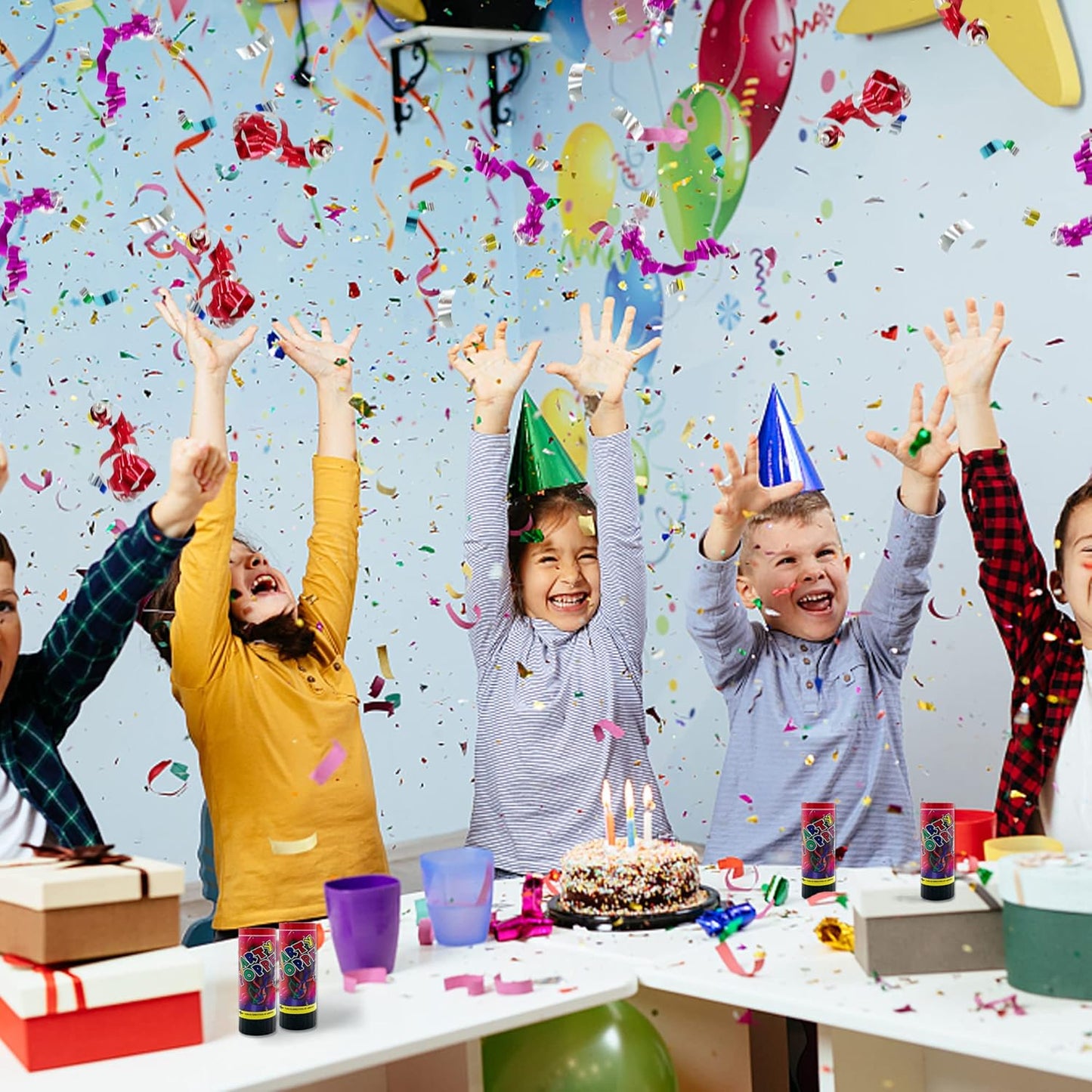 8 PCS Party Confetti Poppers Cannons for Wedding Birthday Graduation Baby Shower Anniversary Christmas New Year's Party Celebrations Supplies and Favors