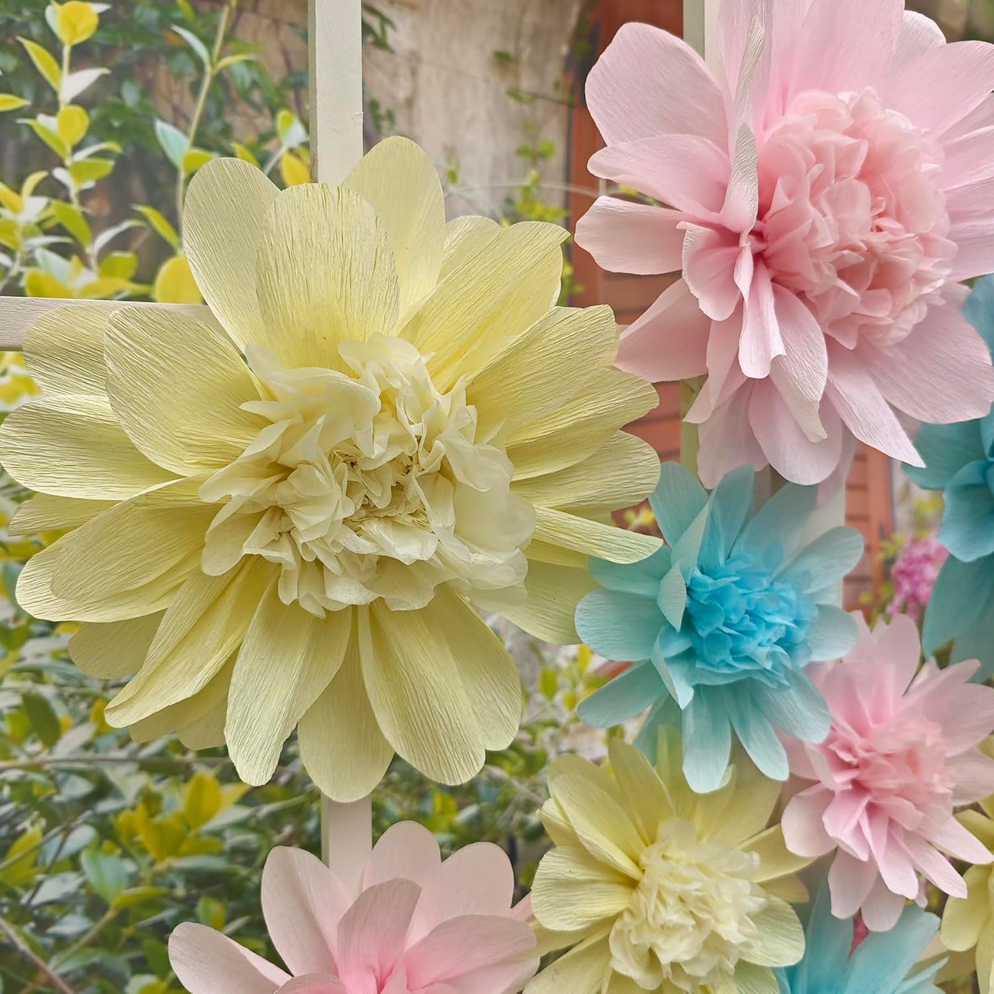 Crepe Paper Flower for Wall Decor Girls Birthday Party Backdrop Baby Shower Nursery Room Decoration Pack of 9 (Pastel)