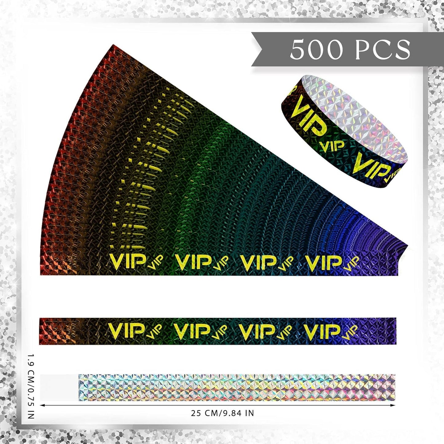 Teling 500 Pack VIP Plastic Wristbands Bracelets Party for Events VIP Custom Wristbands Plastic Bracelets Tear proof Waterproof Wrist Bands Arm Bands for Events Concerts