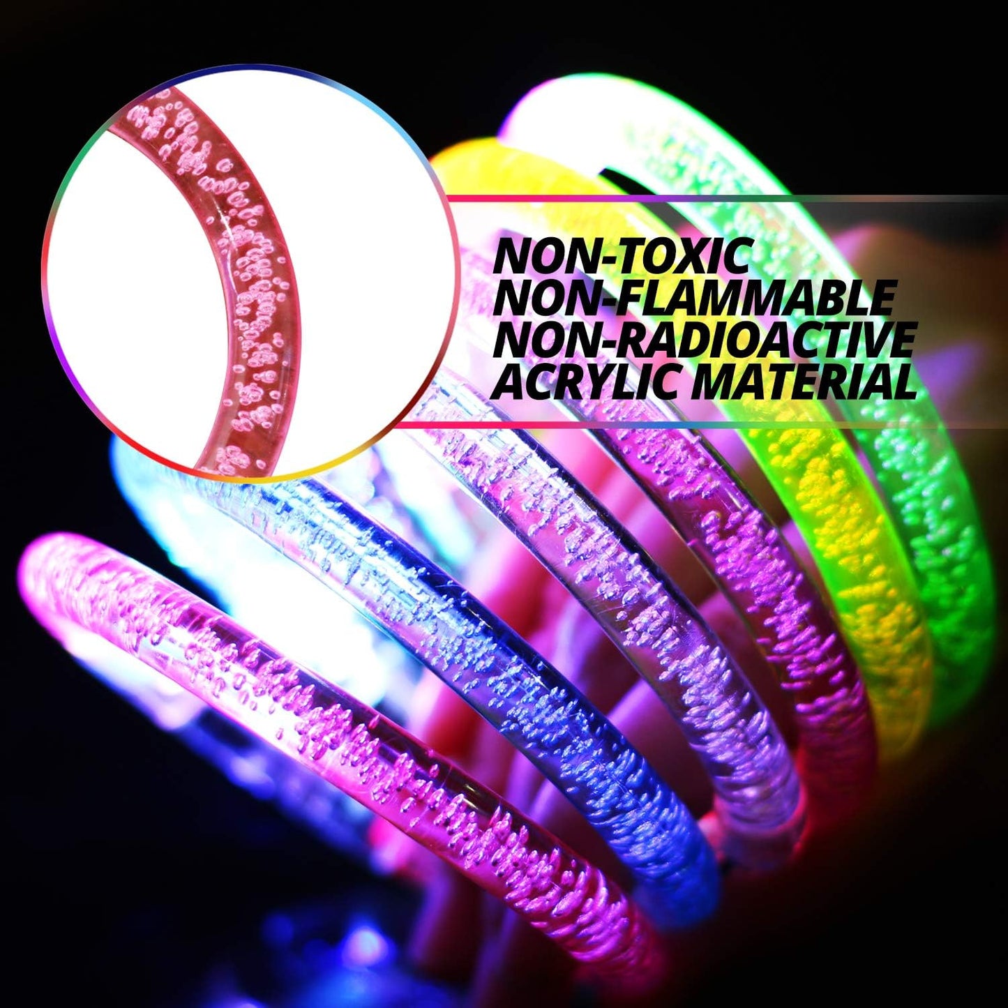 Novelty Place 12Pcs LED Glow Bracelets Set - Light Up Party Favor Toys Glow Sticks for Kids and Adults - Glow in the Dark Accessories for Halloween, Birthdays, Concerts, and Carnival Celebrations