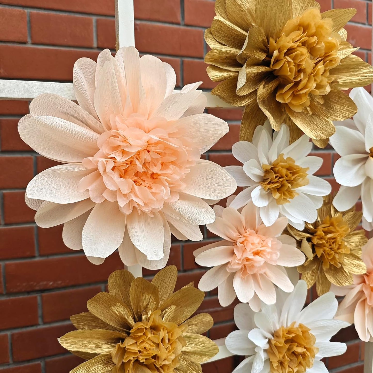 Crepe Paper Flower for Wall Decor Girls Birthday Party Backdrop Baby Shower Nursery Room Decoration Pack of 9 (Pastel)