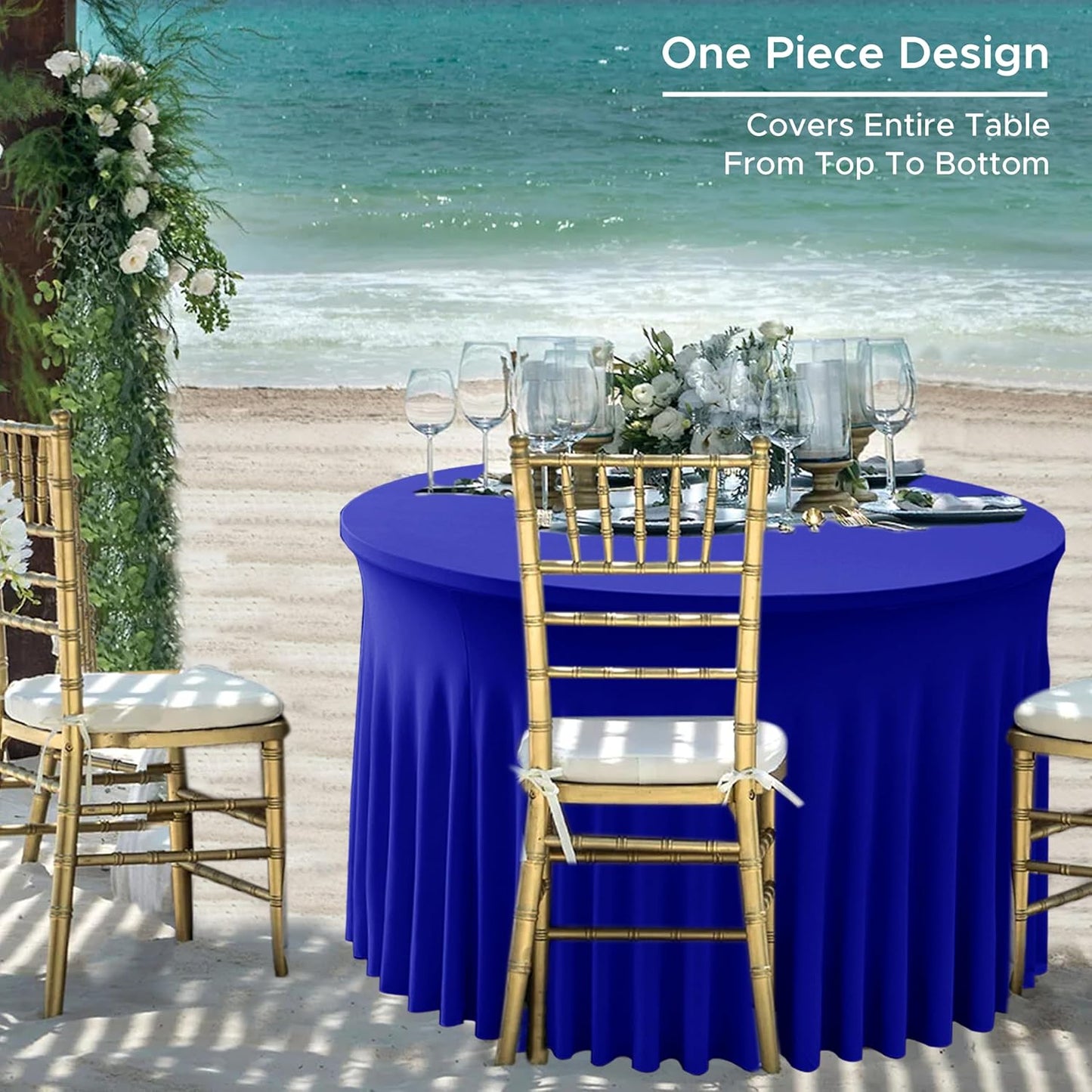HolidayIdeas 2 Pack Spandex Table Skirt for 6 Ft Rectangle Tables, Black Fitted Stretch Tablecloth 30 x 72 Inch, Wrinkle Resistant Ruffle Design for Wedding Banquets, Trade Shows, Parties