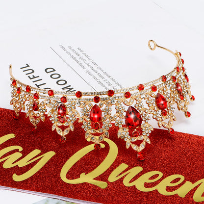 Atoden Green Birthday Crown and Sash Tiara for Women and Girls, Crystal Rhinestone Tiara for Birthday Party, Wedding, Quinceanera, Prom, Festival, EF8277
