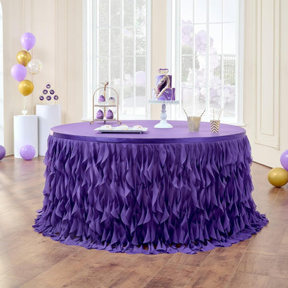 leegleri 6FT Tulle Ruffle Curly Willow Table Skirt for Rectangle or Round Tables, Under The Sea Ocean Blue Baby Shark Themed Tutu Table Skirt for Baby Shower, Birthday Party