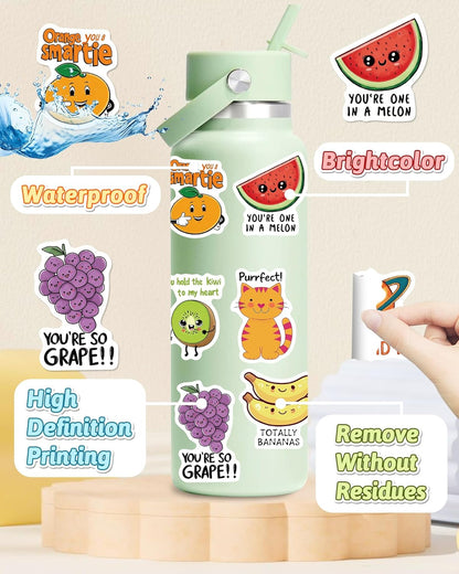 100 Pcs Cute Stickers for Kids, Waterproof Water Bottle Stickers, Vinyl Sticker Pack, Party Favors, Goodie Bag Stuffers, Treasure Box & Classroom Prizes for Elementary Students - No-Repeat