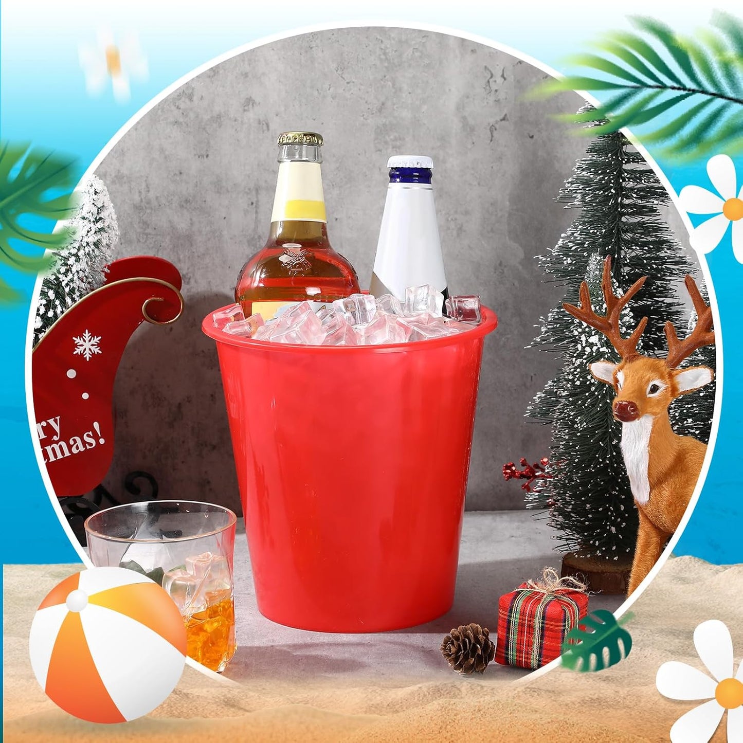 Layhit 24 Pcs Plastic Ice Buckets for Parties 3 Liters Wine Bucket Portable Ice Holder Disposable Wine Cooler for Party Wedding Party Beverages Champagne Soda and Beer (Gold)