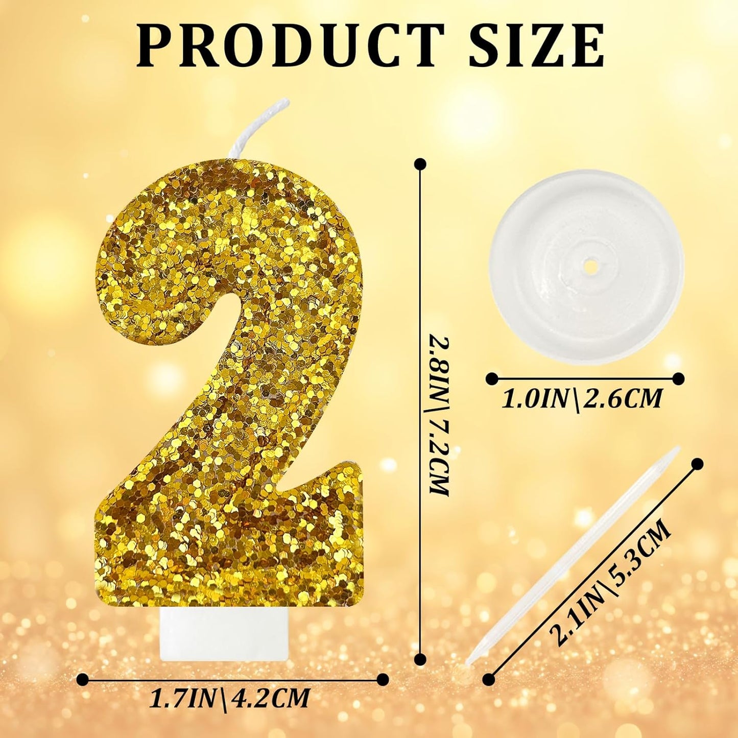 Birthday Number Candles, Glitter Number Candle Cake Decorations with Sequins, Cupcake Decorations for Girls, Women, Party Anniversary Celebrations (Number 6, Purple)