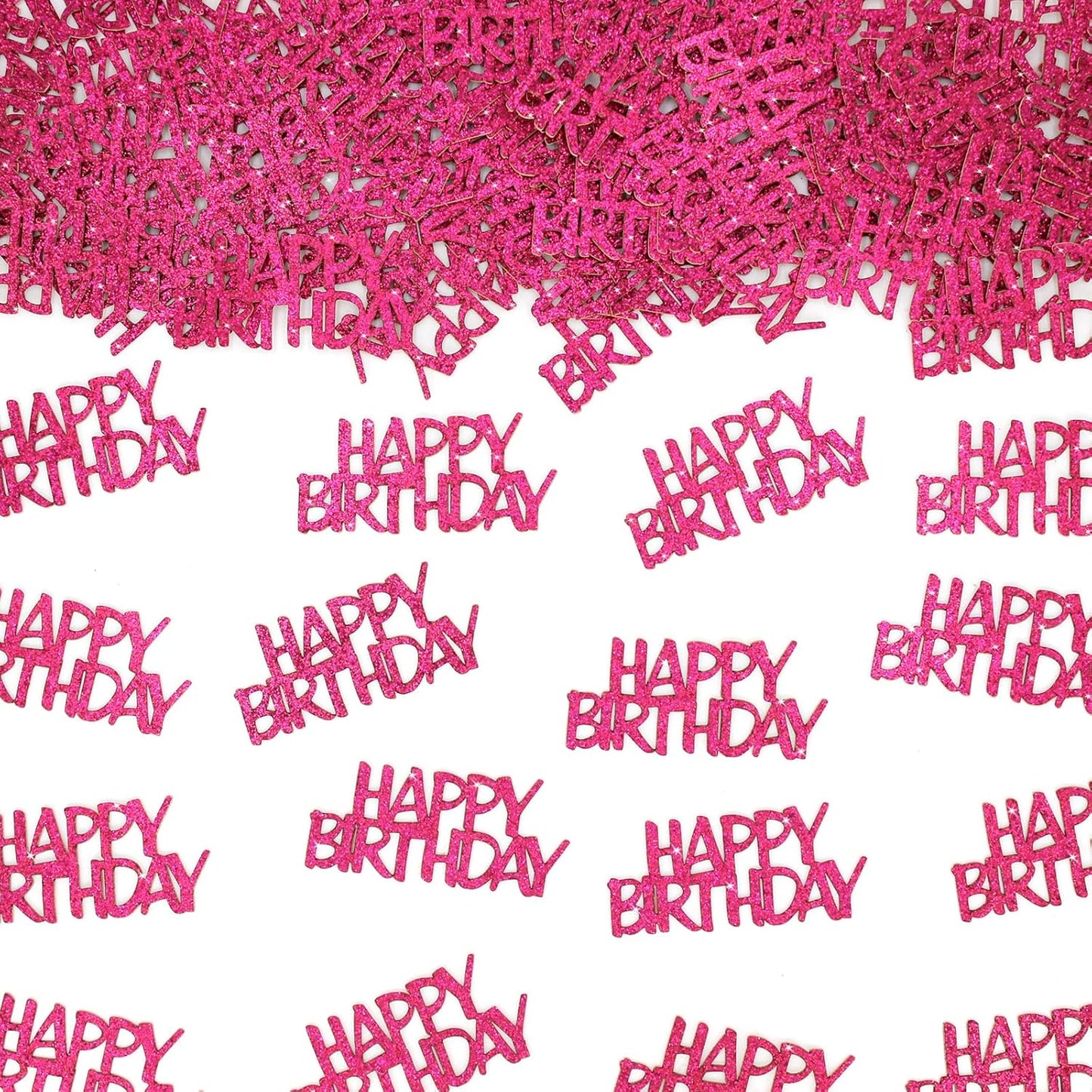 Pink Happy Birthday Confetti - Girl Birthday Party Decorations - Light Pink Glitter Scatters for Baby Girl Party Table Decor Supplies - 100PC