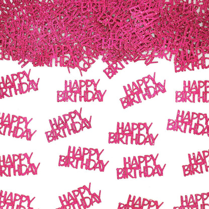 Pink Happy Birthday Confetti - Girl Birthday Party Decorations - Light Pink Glitter Scatters for Baby Girl Party Table Decor Supplies - 100PC