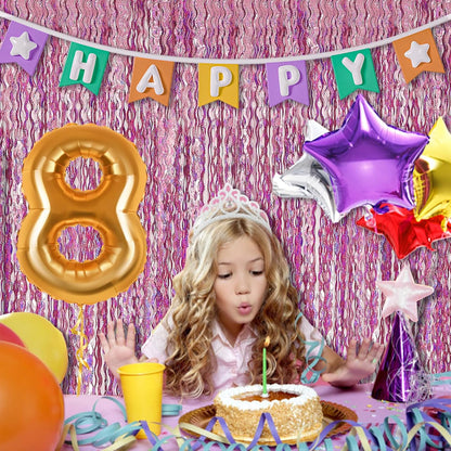 Tinsel Foil Fringe Curtains Wavy Backdrop for Parties Sparkle Metallic Wavy Foil Fringe Backdrop Curtain for Party Decorations Photo Booth Props for Birthday Graduation Wedding