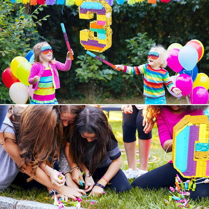 Dinosaur Pinata - Dinosaur Decorations with a Blindfold and Bat for Boys Girls Animal Themed Birthday Party Kids Classroom Game Decorations Supplies (15.7 x 11.4 x 3.1 Inches)