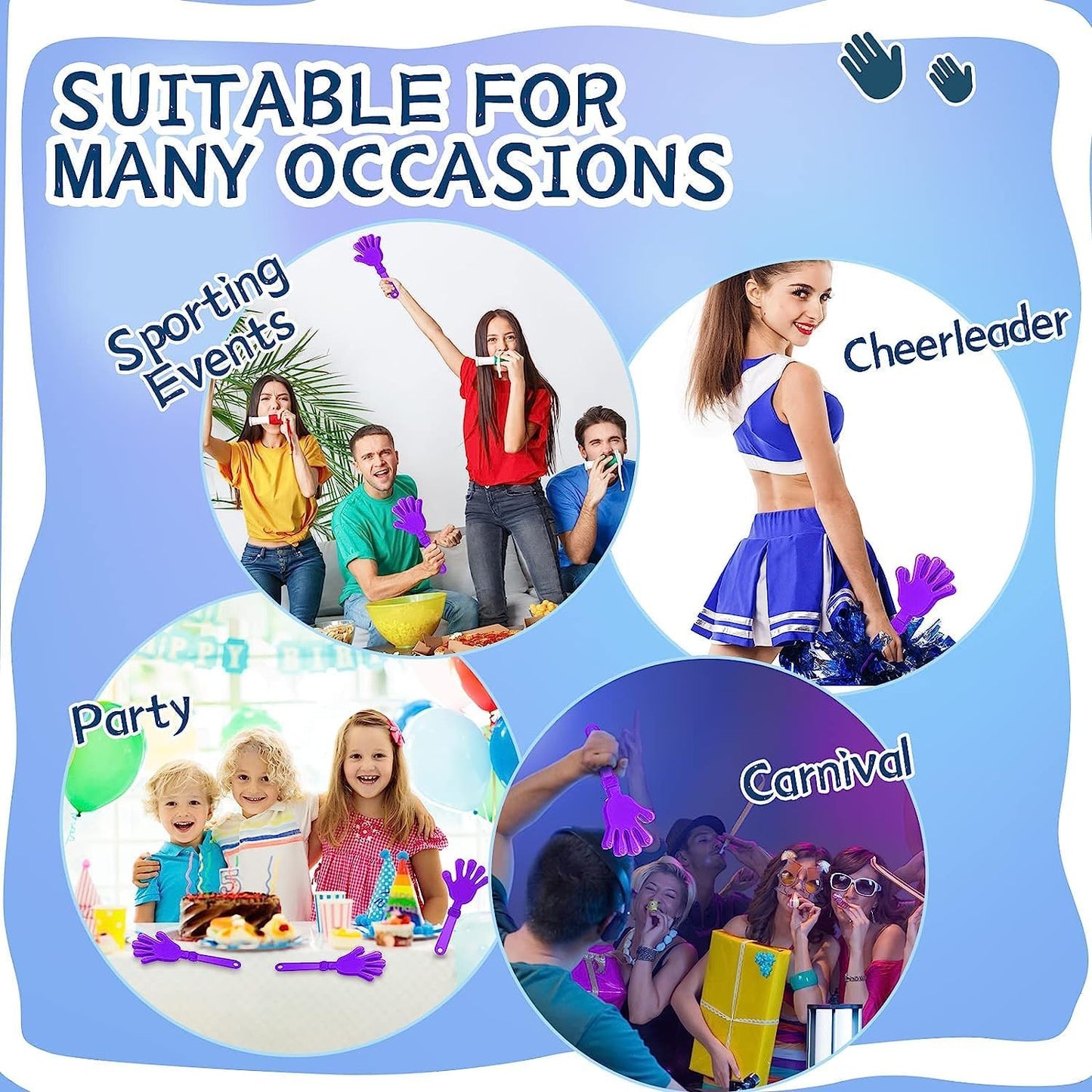 24 Pcs Orange Hand Clappers 7.5 Inch Clappers Noisemakers Noise Makers Party Favors Plastic Party Clapper for Sporting Events Cheers Ball Dance Basketball Football Noisemakers（Orange）