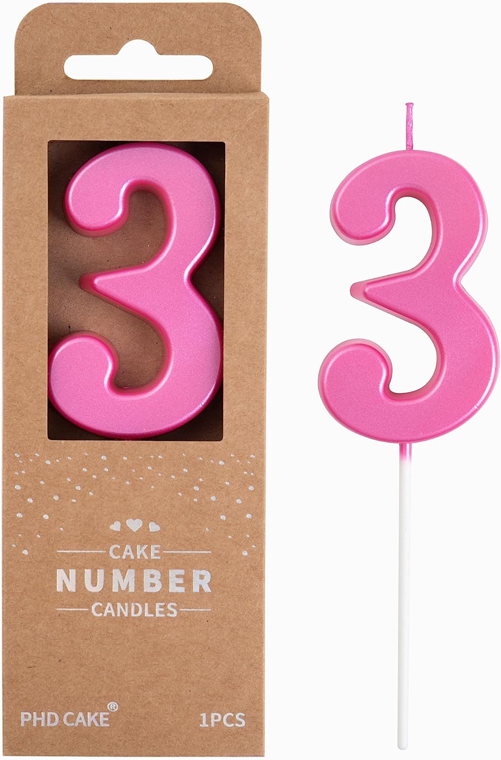 PHD CAKE 2.76 Inch Modern Gold 2 Number Birthday Candles, Gold Number Candles, Cake Number Candles, Party Celebration