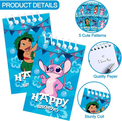 Stitch Party Supplies, 24Pcs Mini Notepads for Stitch Birthday Party, Goodie Bag Stuffers, Classroom Rewards, 8 Types