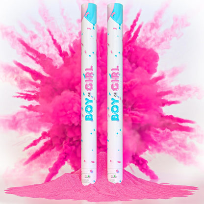 Gender Reveal Powder Smoke Bombs Cannon Poppers | 3 Pink & 3 Blue Poppers | Biodegradable | Alternative to Gender Reveal Smoke Bombs Extinguisher | Gender Reveal Party Decorations | TUR Party Supplies