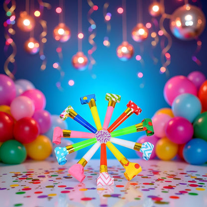 30 Pcs Party Blower Multicolor Musical Blowouts Whistles Funny Party Noisemakers Party Horns Party Supplies, New Years Noise Makers, Party Horns and Whistles