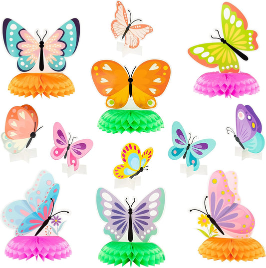 PANTIDE 12Pcs Spring Butterfly Honeycomb Centerpieces Table Toppers 3D Butterfly Table Decorations Springtime Summer Photo Booth Props for Kids Girls Baby Shower Birthday Party Wedding