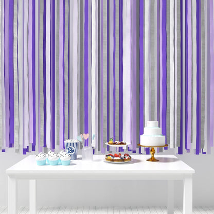HOUSE OF PARTY Blue Skies Crepe Paper Streamers 6 Crepe Paper Rolls 492ft (1.8 Inch x 82 Ft/Roll) - Pack of 4 Shades of Blue, 1 Silver, 1 White Streamers Party Decorations
