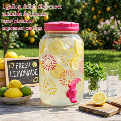 Havawish 2 Pcs 1 Gallon Plastic Beverage Dispenser with Spigot Clear Summer Kitchen Fridge Drink Dispenser for Parties Lemonade Juice Tea Beer Cold Water (Red,Cylinder)