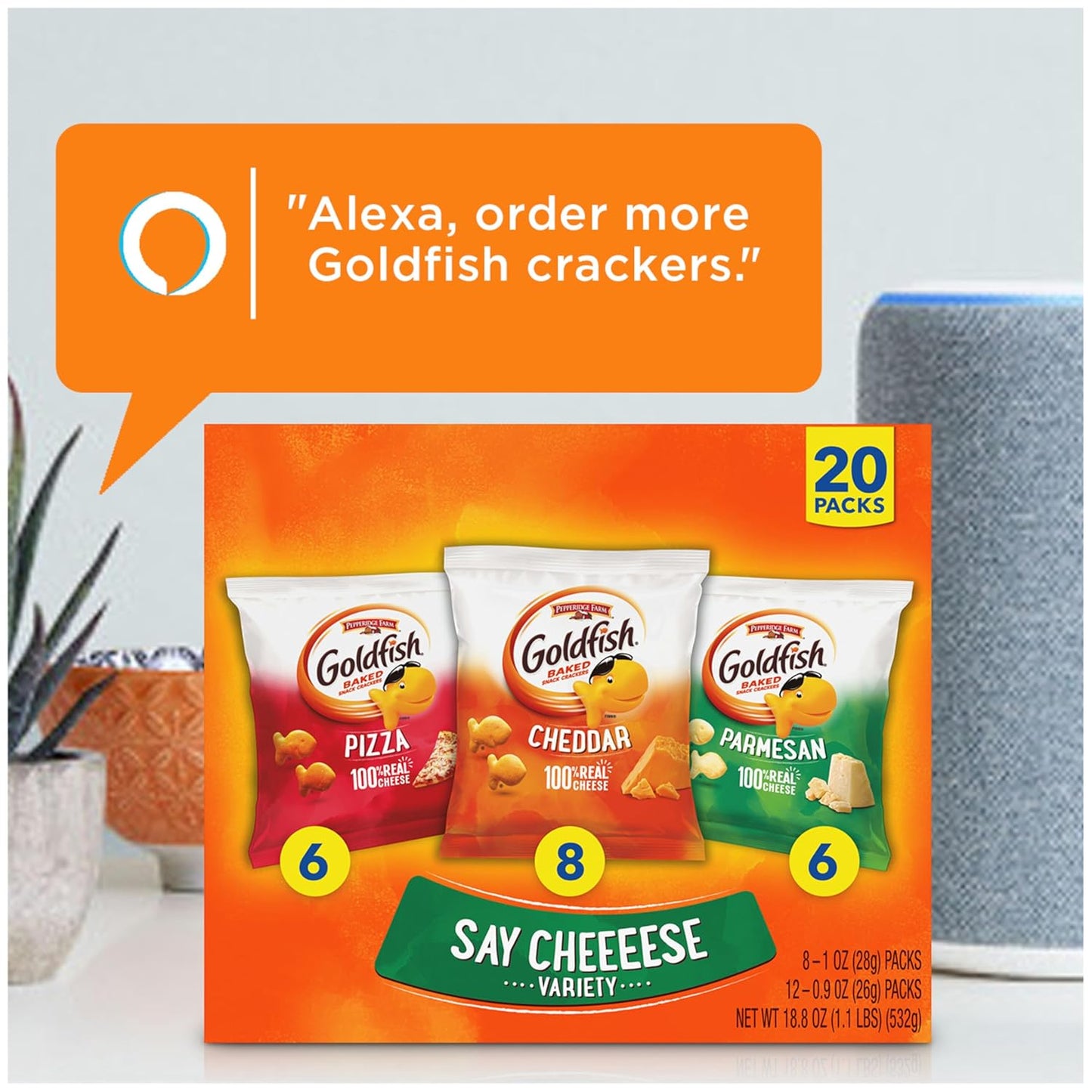 Goldfish Crackers Big Smiles Variety Pack with Cheddar, Colors, and Pretzels, Snack Packs, 30 Ct