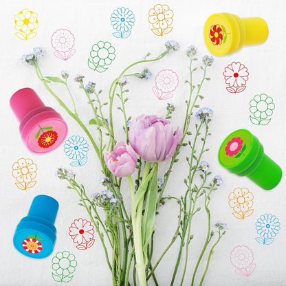 Fancy Land Flower Stamps Self Inking Spring Stampers for Kids Party Supplies Easter Basket Fillers School Classroom Students Reward Favors 12Pcs