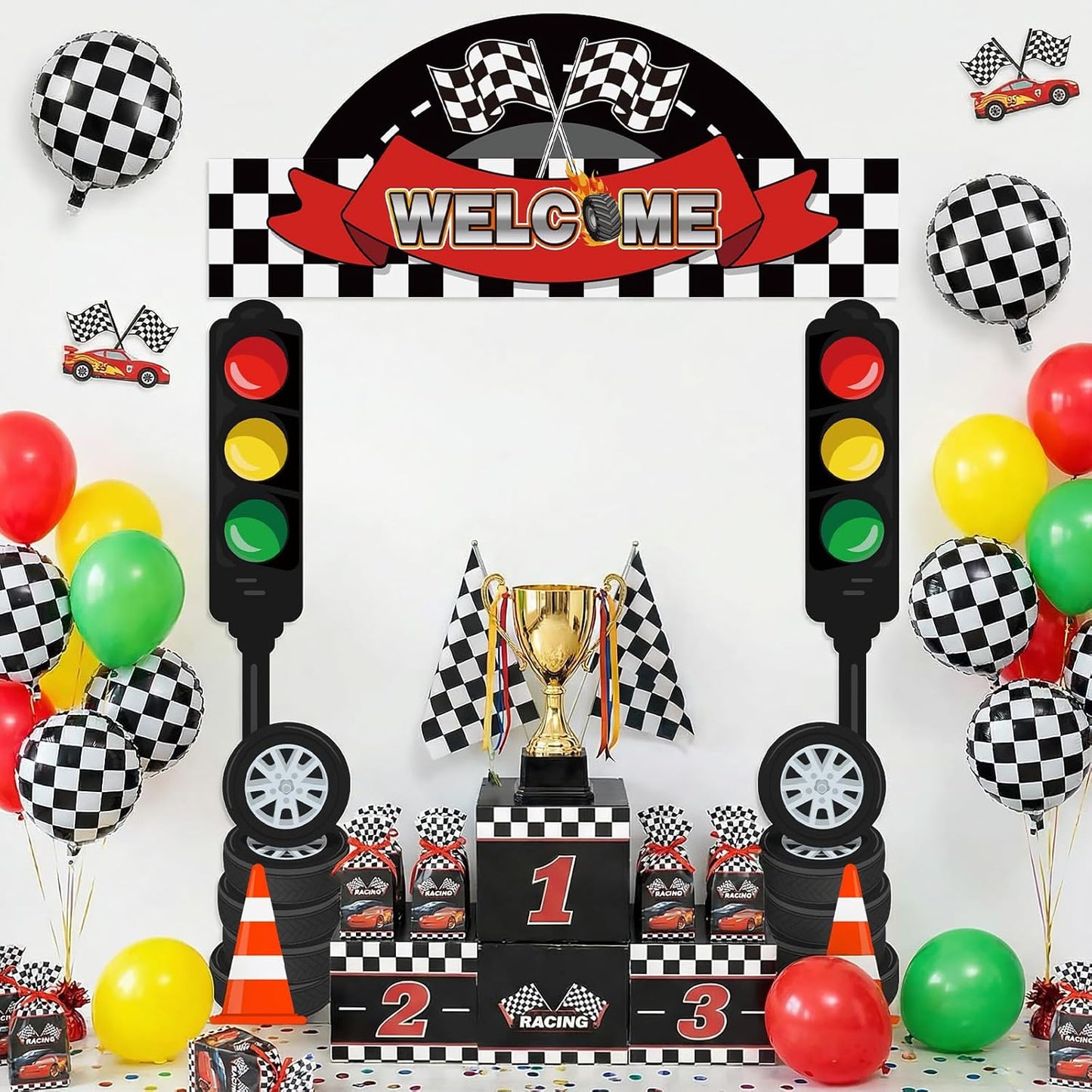 Peryiter 3 Pcs Camping Themed Party Decorations Banner Welcome Porch Sign with 1 Double Sided Tape for Summer Camp Birthday Hawaii Baby Shower Themed Party Activity Decor door (Forest Style)