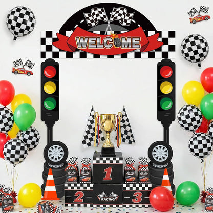 Peryiter 3 Pcs Camping Themed Party Decorations Banner Welcome Porch Sign with 1 Double Sided Tape for Summer Camp Birthday Hawaii Baby Shower Themed Party Activity Decor door (Forest Style)