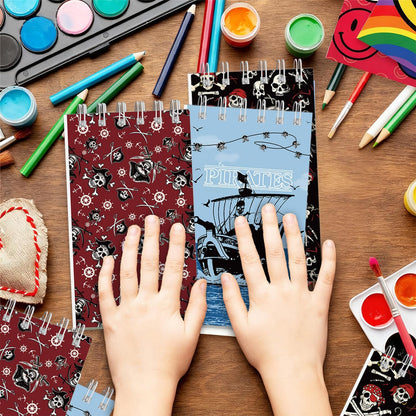 20Pcs Mini Pirate Notepads Spiral Notebooks for Birthday Party Favors Supplies Teacher Reward Favor Bag Stuffers Pirate Theme Party