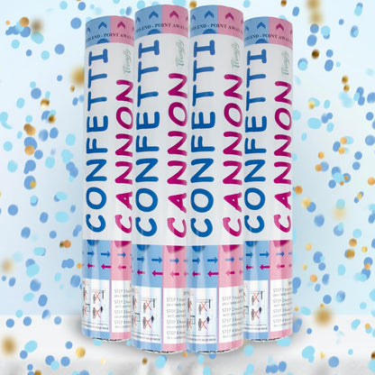 4 Pack Gender Reveal Confetti Cannon, 12 in Blue Rectangle Shaped Paper Party Poppers Cannons, Confetti Poppers For Baby Boy Gender Reveal Baby Showers (Rectangle, Blue)