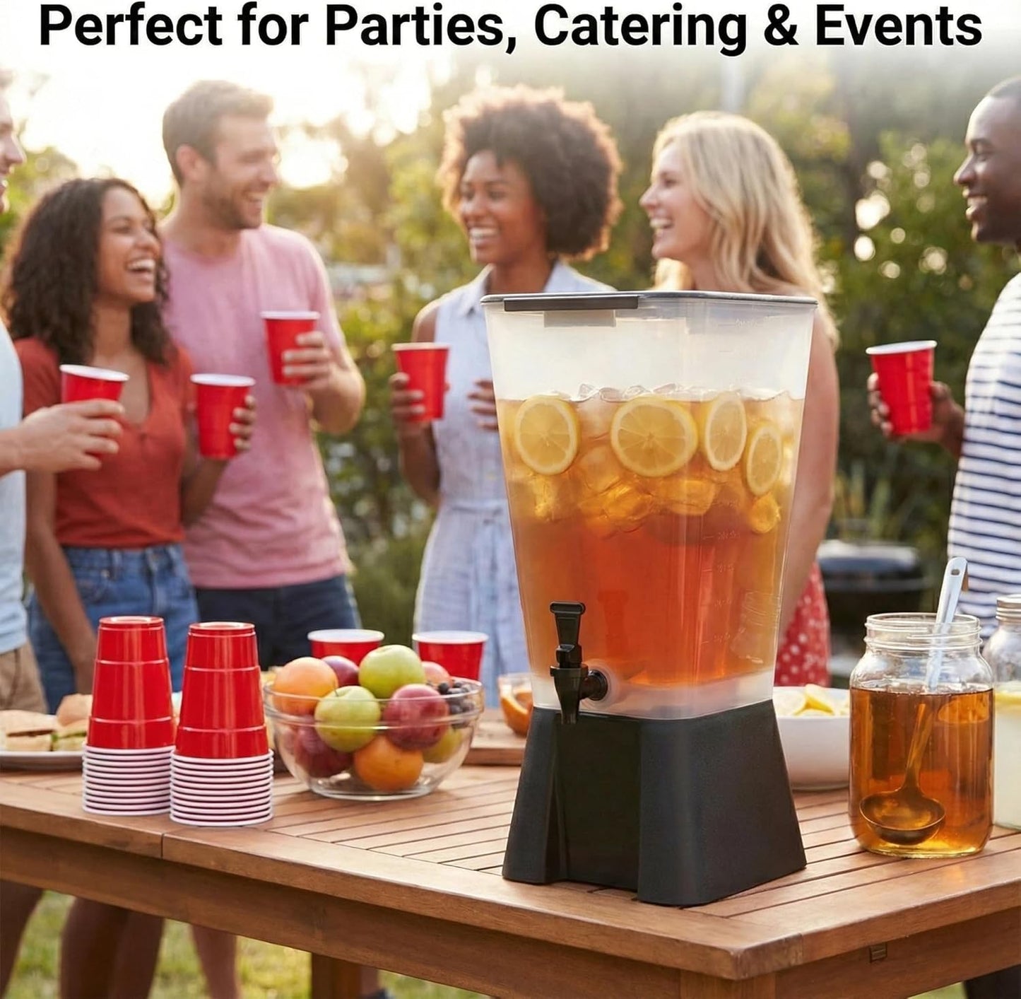 Beverage Dispenser 5 Gallon Drink Dispenser with Spigot, Juice Dispensers for Parties, Black Base