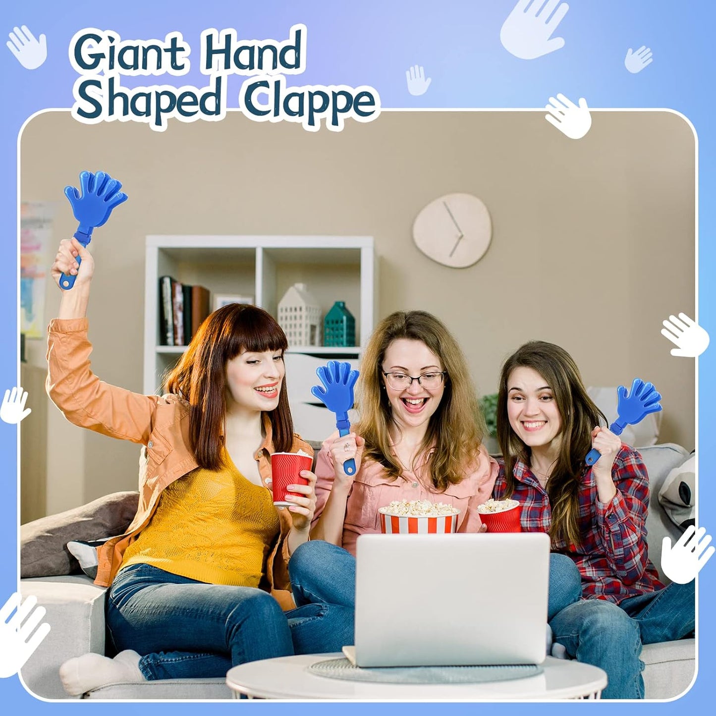 12 Pieces Black Hand Clappers 7.5 Inch Clappers Noisemakers Noise Makers Party Favors Plastic Party Clapper for Sporting Events Cheers Ball Dance Basketball Football Noisemakers（Black）