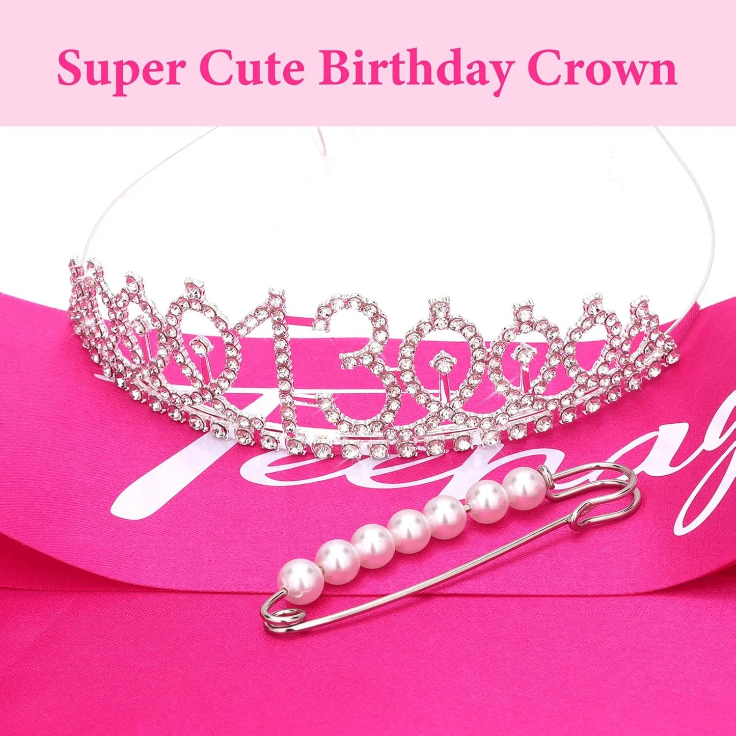 CAVETEE Silver Birthday Crown for Girls Birthday Decorations Birthday Gifts for Women and Girls