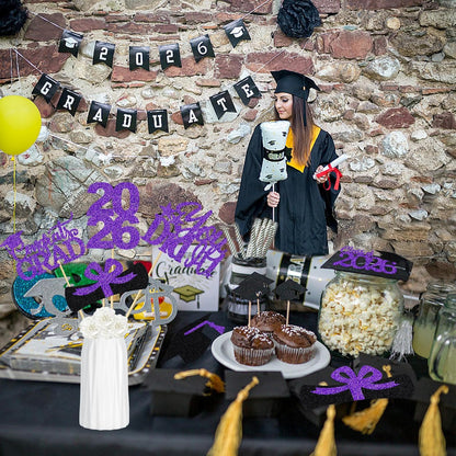 24Pcs 2026 Graduation Table Centerpieces Gold, Graduation Centerpieces for Tables 2026 Gold Class of 2026 Graduation Centerpiece Sticks for 2026 Graduation Party Table Decorations Gold